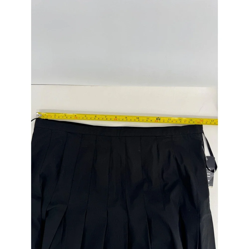 Chaps Womens Black Pleated Midi Skirt Size 10 Cotton Blend A-Line Career Preppy